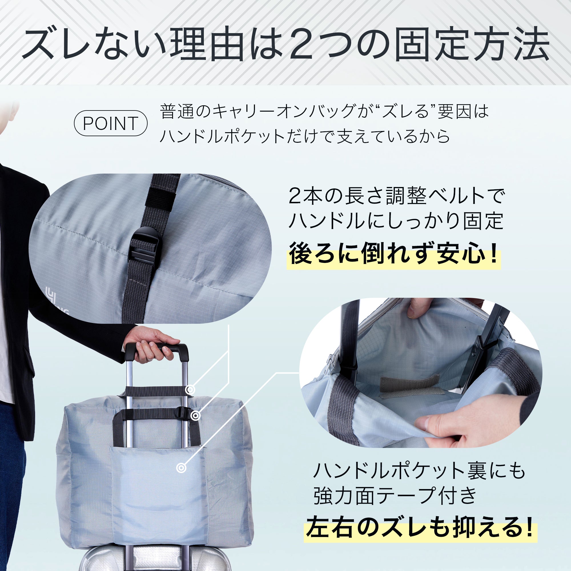 ずれないキャリーオンバッグ