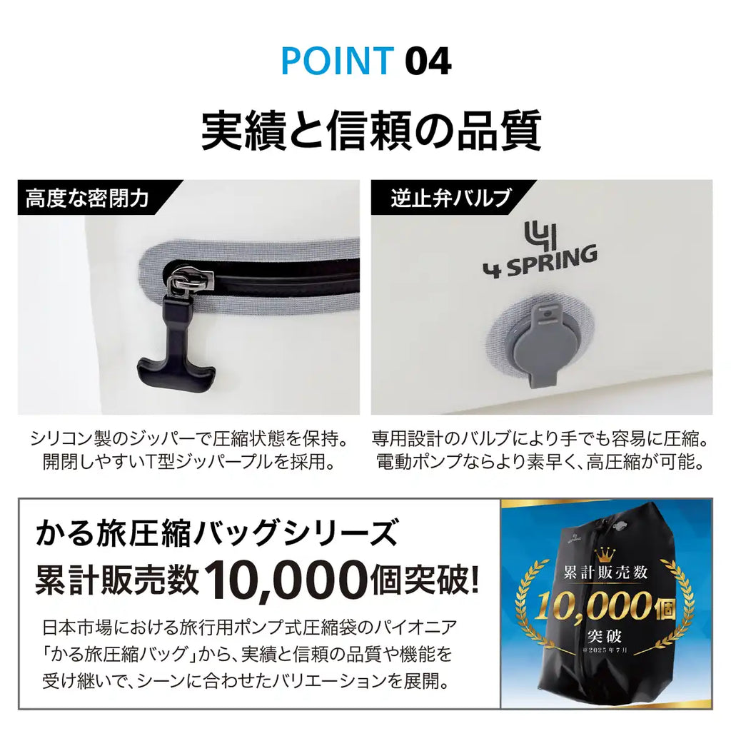 かる旅圧縮バッグフラット　実績と信頼の品質