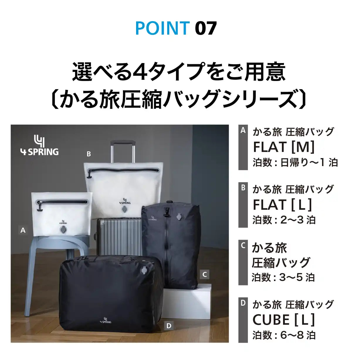 かる旅圧縮バッグシリーズ