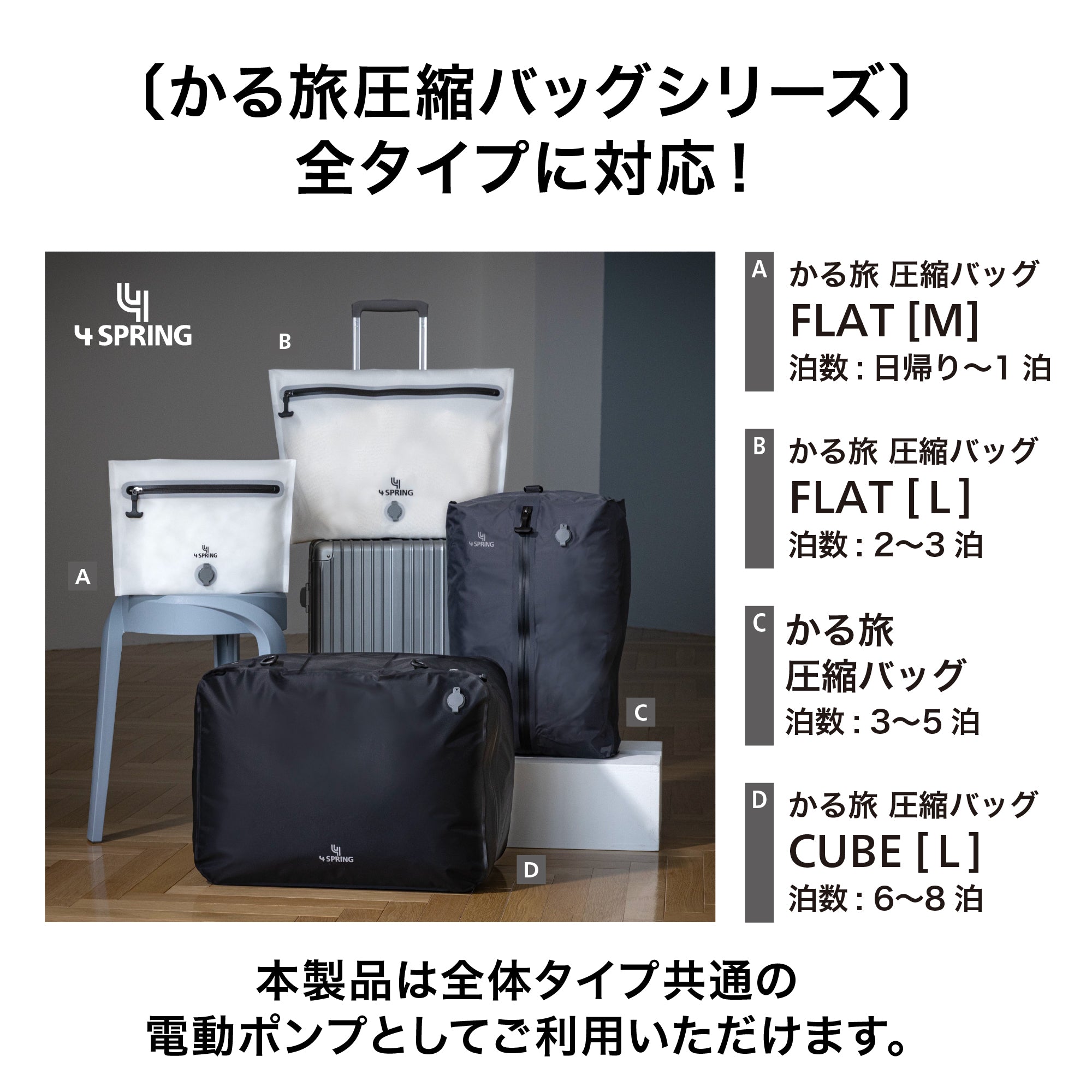 かる旅 電動エアポンプ【ポンプのみ（かる旅圧縮バッグで使えます）】